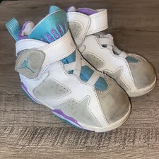 2010 NIKE AIR JORDAN VII 7 RETRO GS GREY MINERAL BLUE VIOLET WHITE TODDLER 6C