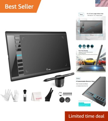 Ergonomic 10x6'' M708 Graphics Tablet - Passive Stylus & Multi-System Compatible
