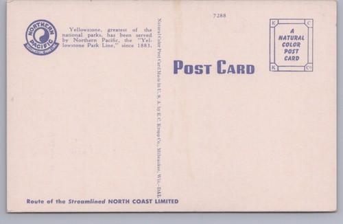 Old Faithful Geyser, Yellowstone National Park, Wyoming, Pre-Linen Postcard - Imagen 2 de 2