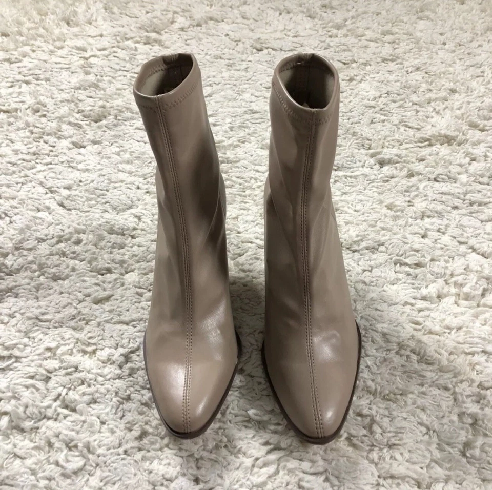 Zara носок ботинки вечеринки ботинок бежевый размер США 6,5 ЕС 37 веган кожи женщин - Изображение 2 из 4