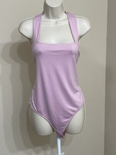 Paige Women s Lavender Square Neck Soft Comfort Sleeveless Halter Bodysuit s L
