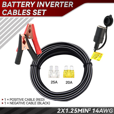 10ft Car Battery To Cigarette Lighter Adapter Socket Alligator Clip Clamp Power'
