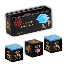 Tiger Pool cue Billiard CHALK - BLUE - pack of 3 - AUTHORIZED DEALER