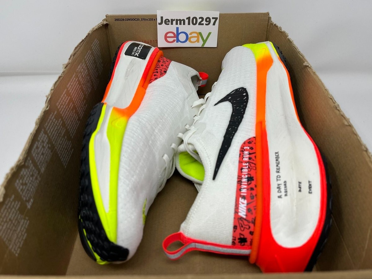 New Men's Nike ZoomX Invincible Run FK 3 White Orange Size 12