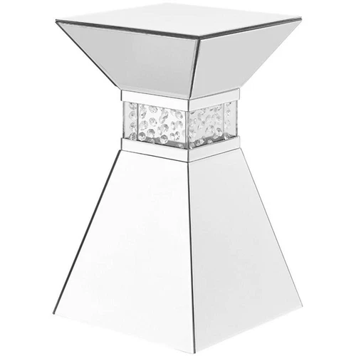 Elegant Decor Modern 20" Clear Crystal Mirrored Accent Pedestal End Table - Picture 1 of 6
