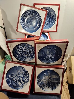 Bareuther Weihnachten Bavaria Blue Christmas Plates, 1989-2006 - W/ original box