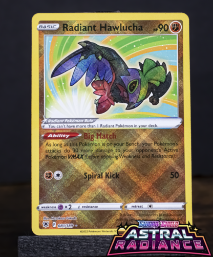 Radiant Hawlucha 081/189 Ultra Rare Pokemon TCG Astral Radiance NM/M Fast Ship - Picture 1 of 3