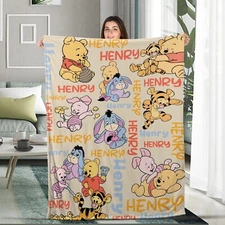Personalized Name Blanket, Personalized Classic Winnie the Pooh Blanket, Winnie