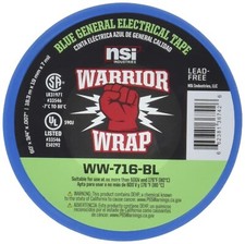 Blue Warrior Wrap WW-716-BL Vinyl Electrical Tape, 7 Mil 3/4" Width 60' Length