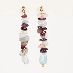 Authentic Beaded Multi Color Chip Gemstones Stud Earring with Gold Plated Post