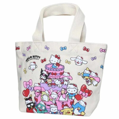 Sanrio Characters Hello Kitty Canvas Lunch Tote Bag 50th Cream JP LTD Original