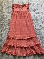 Anthropologie Sunday in Brooklyn Coral Sleeveless Ruffle Striped Tiered Dress L