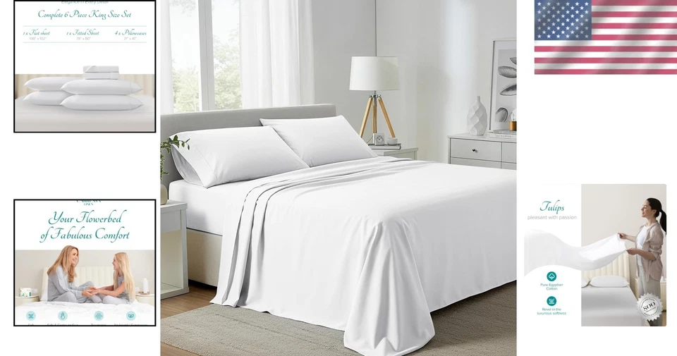 Cooling Sateen King Sheets - 800 Thread Count Bed Sheet Set - Image 2 of 4