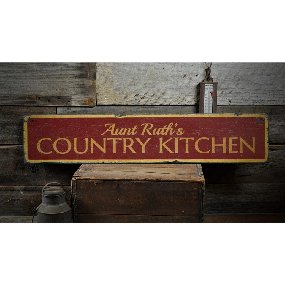 Country Kitchen, Custom Cook Name Food - Rustic Distressed Wood Sign - Image 2 of 2