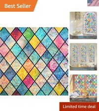 Stained Glass Window Film, Rainbow Window Privacy Film, Decorative Sun Blocki...