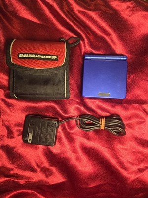 Nintendo Game Boy Advance SP Blue AGS-001 Console Bundle + Case & OEM Charger