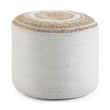 Winslet Round Braided Pouf Natural - WyndenHall