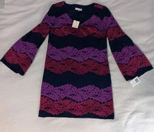 Trina Turk Womens Bell Sleeve Mini Sheath Dress Size S Lace Whimsigoth Office