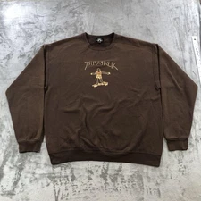 Thrasher Sweatshirt Mens XL Brown Crewneck Skateboard Graphic Pullover Fleece