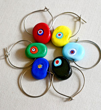 Millefiori Murano Glass Charms Multicolored Beads Colorful Set of 6