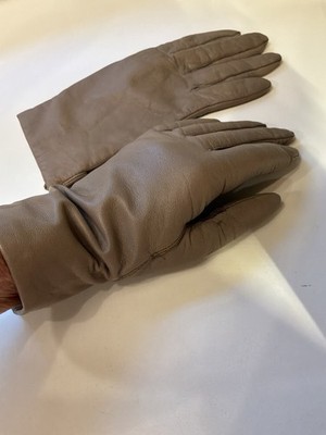 Fownes Women s Brown Leather Gloves Acrylic Lined 7 1/2 Wrist Knit Cuff 9522