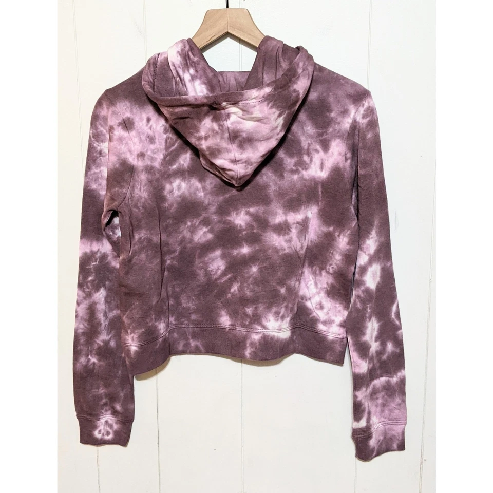 Threads 4 Thought Hoodie Womens S Purple Tie Dye Hooded Sweatshirt Crop Pullover - Image 2 of 4