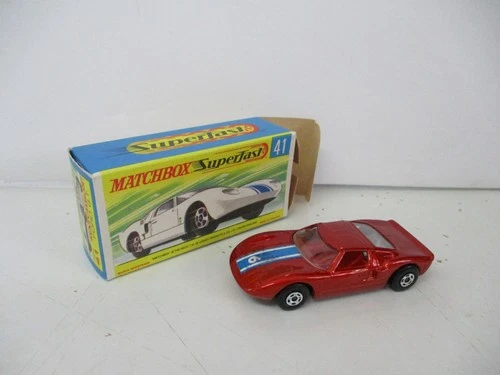 Matchbox Lesney Superfast SF41 Ford GT- red, CHARCOAL BASE, boxed
