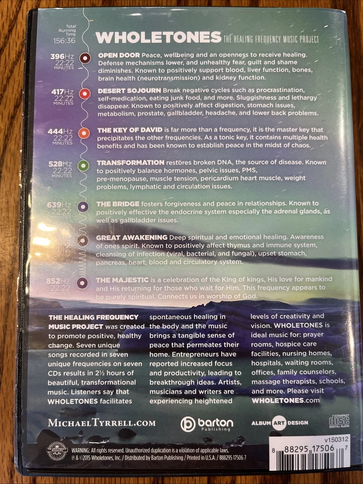 Wholetones: The Healing Frequency Music Project (7-CD, 2015) Michael S. Tyrrell - Image 3 of 4