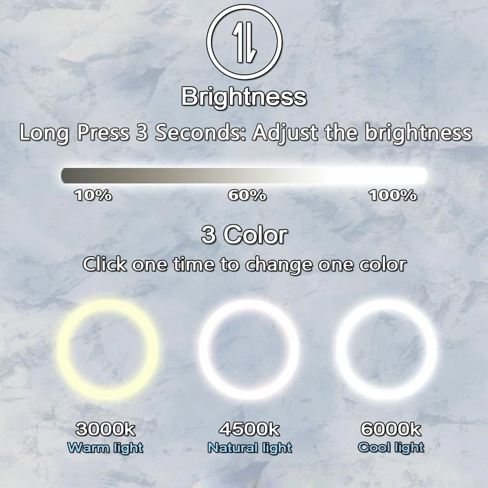 Espejo de baño LED redondo con marco negro con luces para pared de baño luz negra... Foto 4 de 4