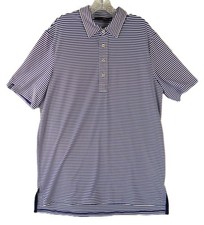 RLX Ralph Lauren Performance Golf Polo Shirt Purple Striped Men's L Side Slits