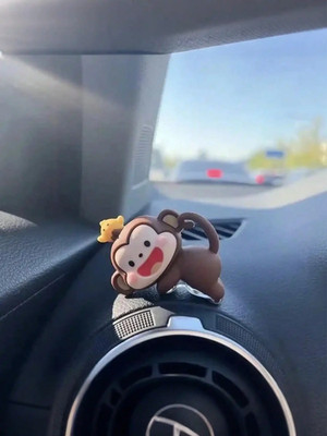 Adorable Mini Monkey Car Ornament - TPU, Fits Rearview Mirror & Dashboard Decor