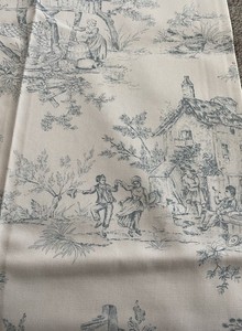 Vintage Country Curtains Blue Toile Shower Curtain 100% Cotton Made in USA 