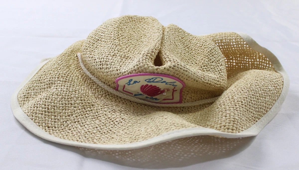 Anthropologie Brown Woven Straw Wide-Brim Hat with Multicolor Bead Trim Wave goodbye to boring hats ? This Hollow Straw Western  main image 2