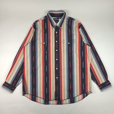 Vintage Wrangler Shirt Mens 18-35 Aztec Striped Navajo X-Long Tails Cowboy Cut