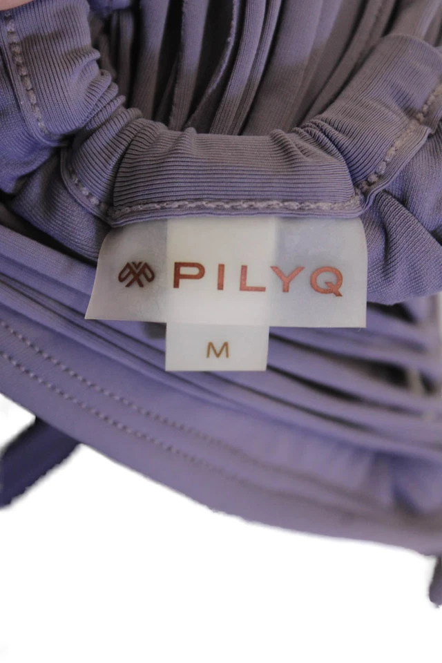 Top de bikini PilyQ para mujer con tirantes y corbata trasera púrpura talla mediana Foto 4 de 4