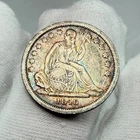 1840-P Seated Liberty Dime 10c Ten Cent 90% Silver US Coin No Drapery - TONING
