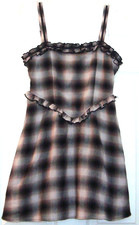 NEW Juniors SMALL Brown Plaid Short Lined Dress - CUTE