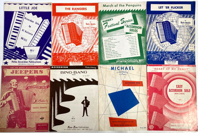 1944 to 1960 ACCORDION SOLOS lot of eight easy sheet music PIETRO DEIRO & OTHERS