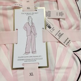 VICTORIA'S SECRET Pajama Women XL 2 Piece Glazed Satin Long Pajama Set Pink