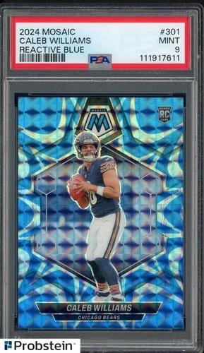 2024 Panini Mosaic Reactive Blue Prizm #301 Caleb Williams Bears RC Rookie PSA 9