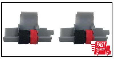 Package of Two Casio HR-100TM and HR-150TM Calculator Ink Roller, Black and Red,