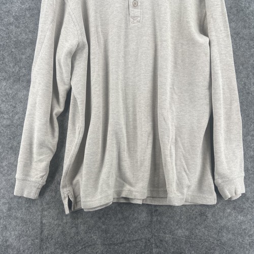 Camicia LL Bean Henley uomo XL alta beige firmata maglia waffle 187245 - Foto 2 di 12
