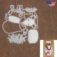 Jolly Mouse In Mitten w Santa Hat Greenery Stars Cutting & Embossing Dies