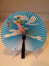 Vintage 1960s Peoples Republic of China Lady Paper And Metal Folding Hand Fan