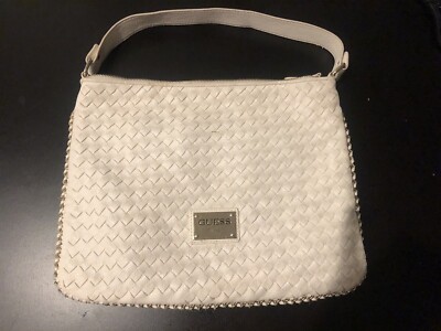 Rare vintage Authentic Guess Handbag White Weave Design