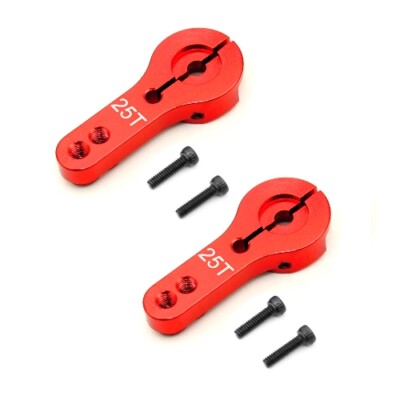   2 x Alu Servohorn Servohebel 35 mm CNC rot 25T für Futaba, Align, Savöx, KST