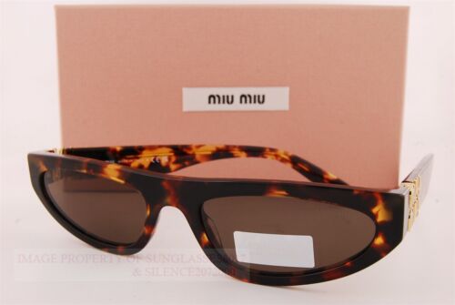 Brand New Miu Miu Sunglasses MU 07ZS VAU 06B Havana/Dark Brown For Women - Picture 1 of 6