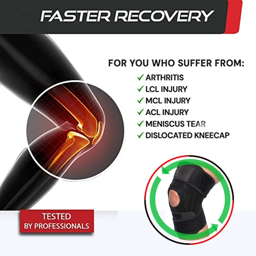Knee Brace Compression Sleeve Joint Support Open Patella Stabilizer Wrap Straps - Picture 7 of 32