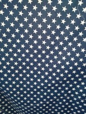 Navy Blue and White Stars Cotton Blend Fabric 59 Wide - per Yard