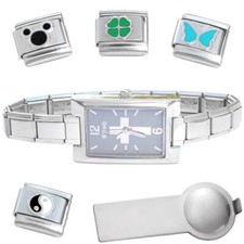 Cross Italian Charm Watch Bracelet Plus Charm Tool Enamel Charms